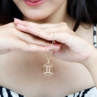 Certified Moissanite Gemini Zodiac Sign Pendant Necklace D-VS1 - Rosec Jewels