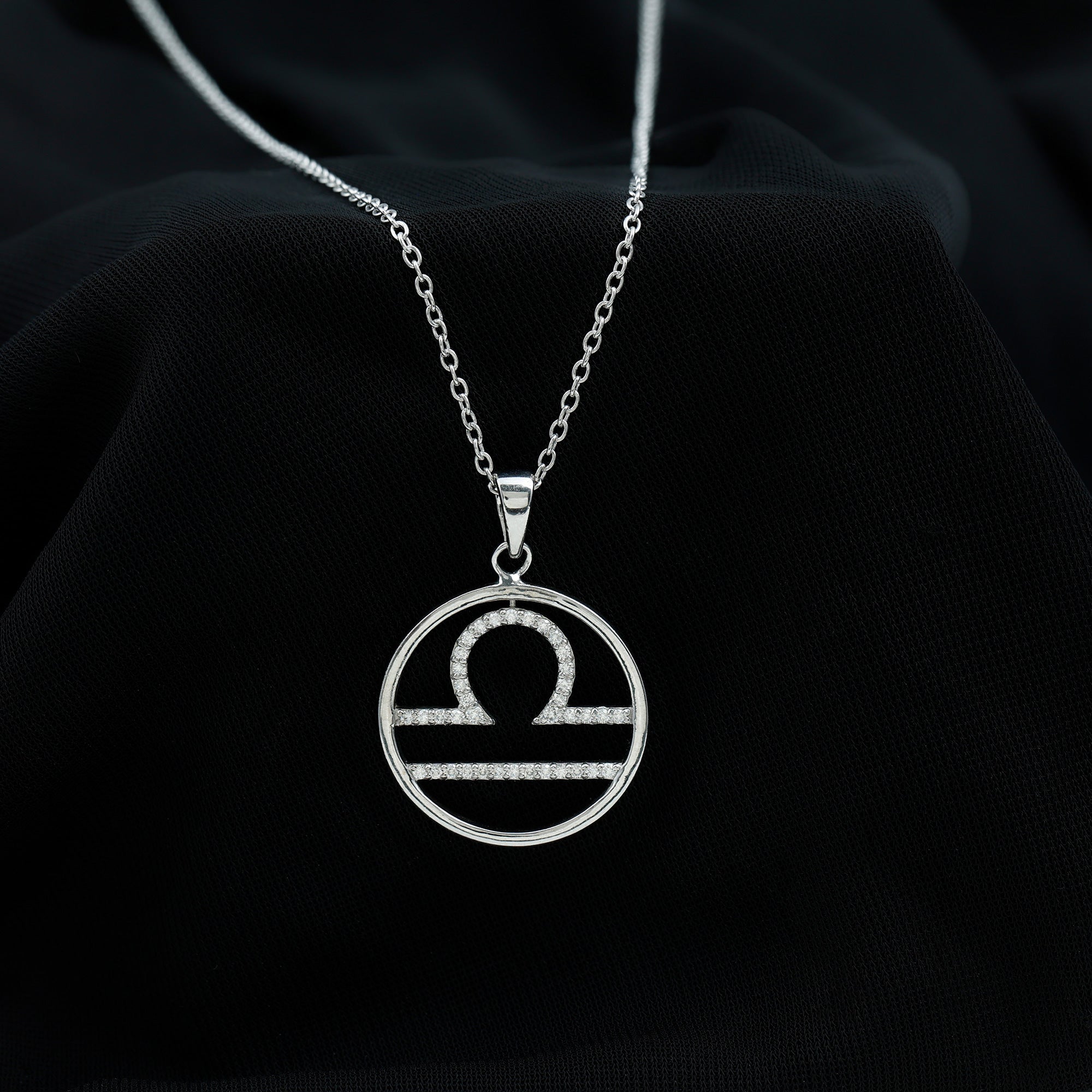 Libra Zodiac Sign Moissanite Pendant Necklace - Rosec Jewels