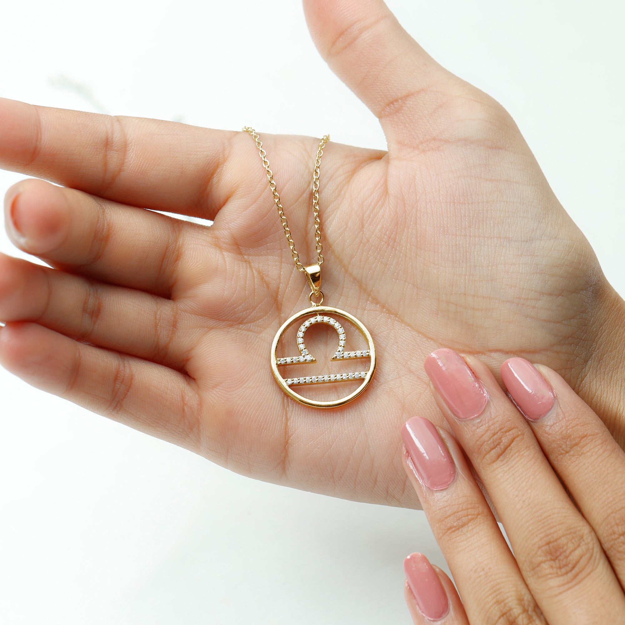 Certified Moissanite Libra Zodiac Sign Pendant Necklace D-VS1 - Rosec Jewels