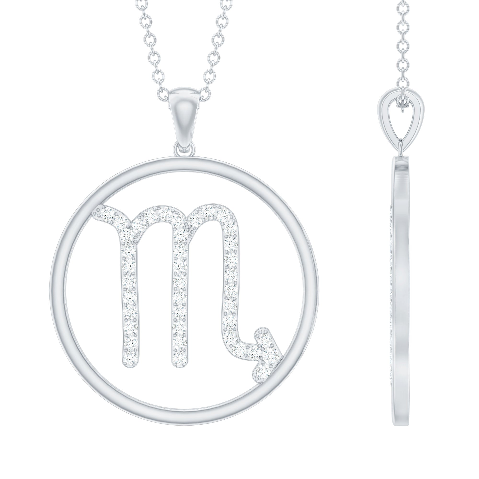 Certified Moissanite Scorpio Zodiac Pendant Necklace D-VS1 - Rosec Jewels