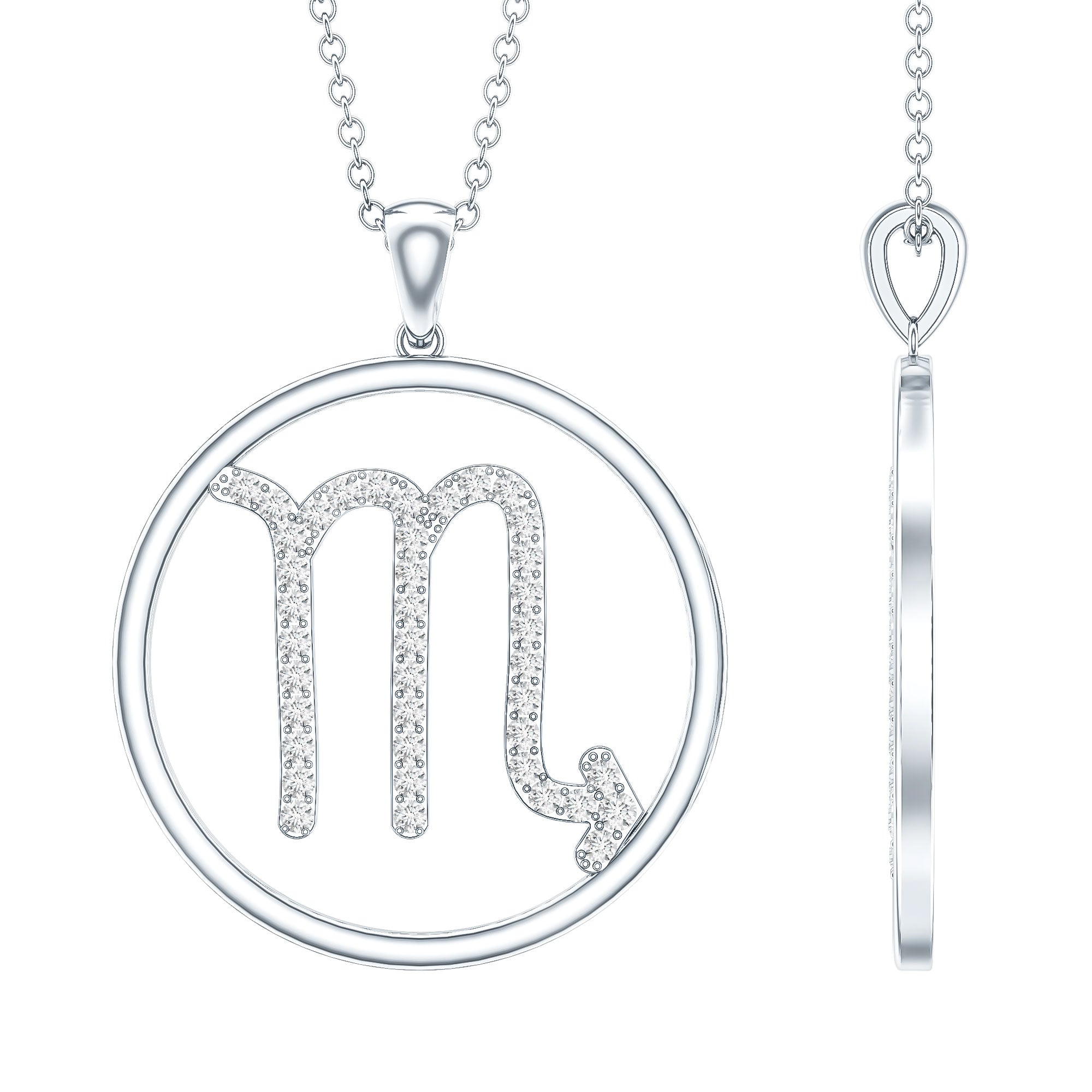 Certified Moissanite Scorpio Zodiac Pendant Necklace D-VS1 - Rosec Jewels