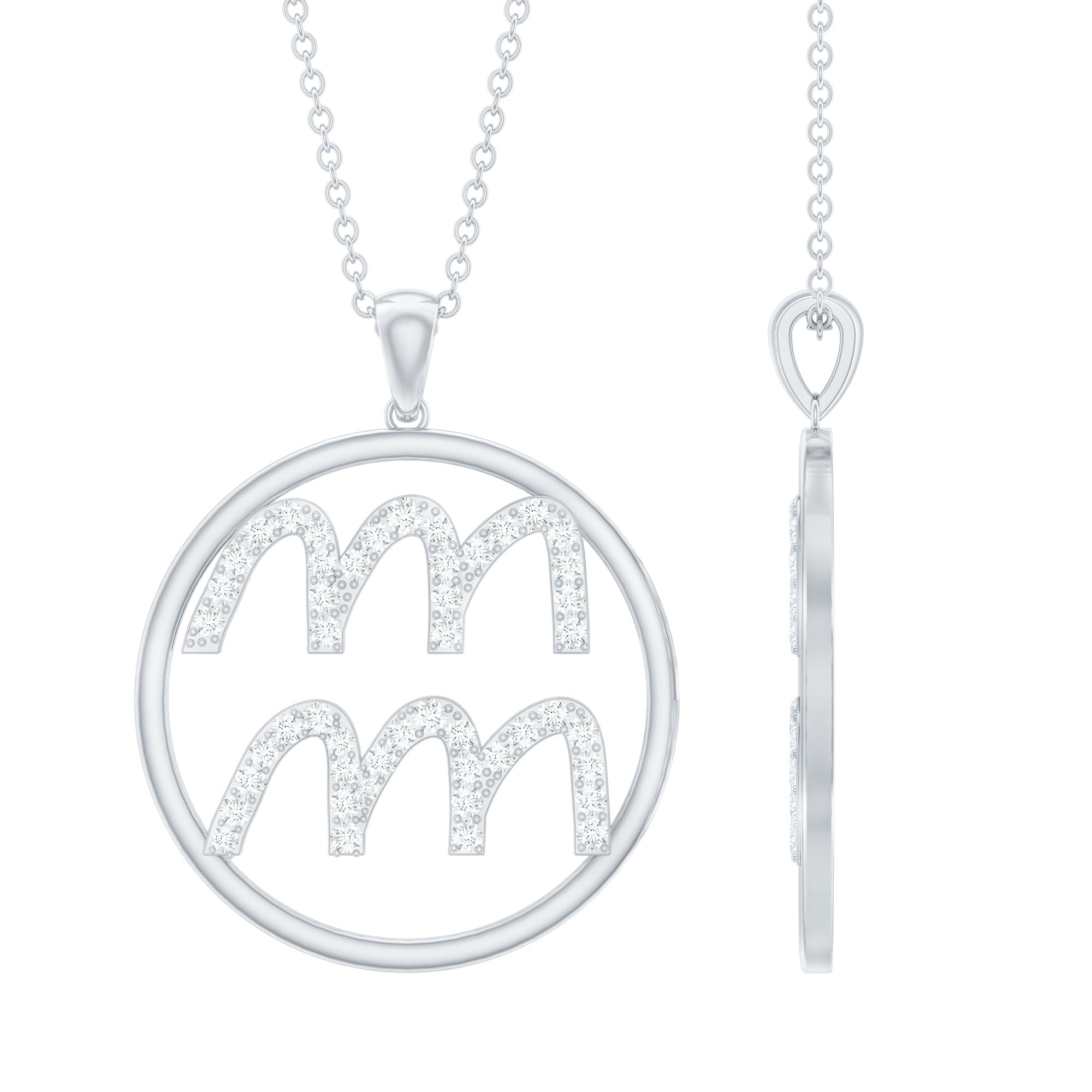 Certified Moissanite Zodiac Aquarius Pendant Necklace