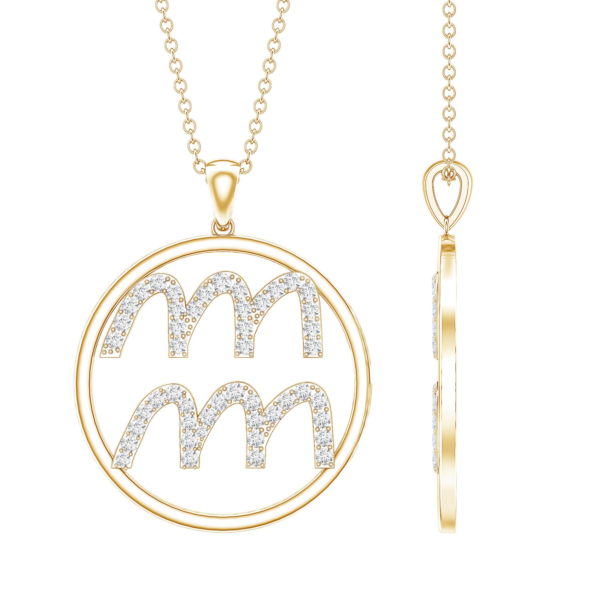 Certified Moissanite Zodiac Aquarius Pendant Necklace D-VS1 - Rosec Jewels