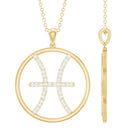 Certified Moissanite Pisces Zodiac Sign Pendant Necklace D-VS1 - Rosec Jewels