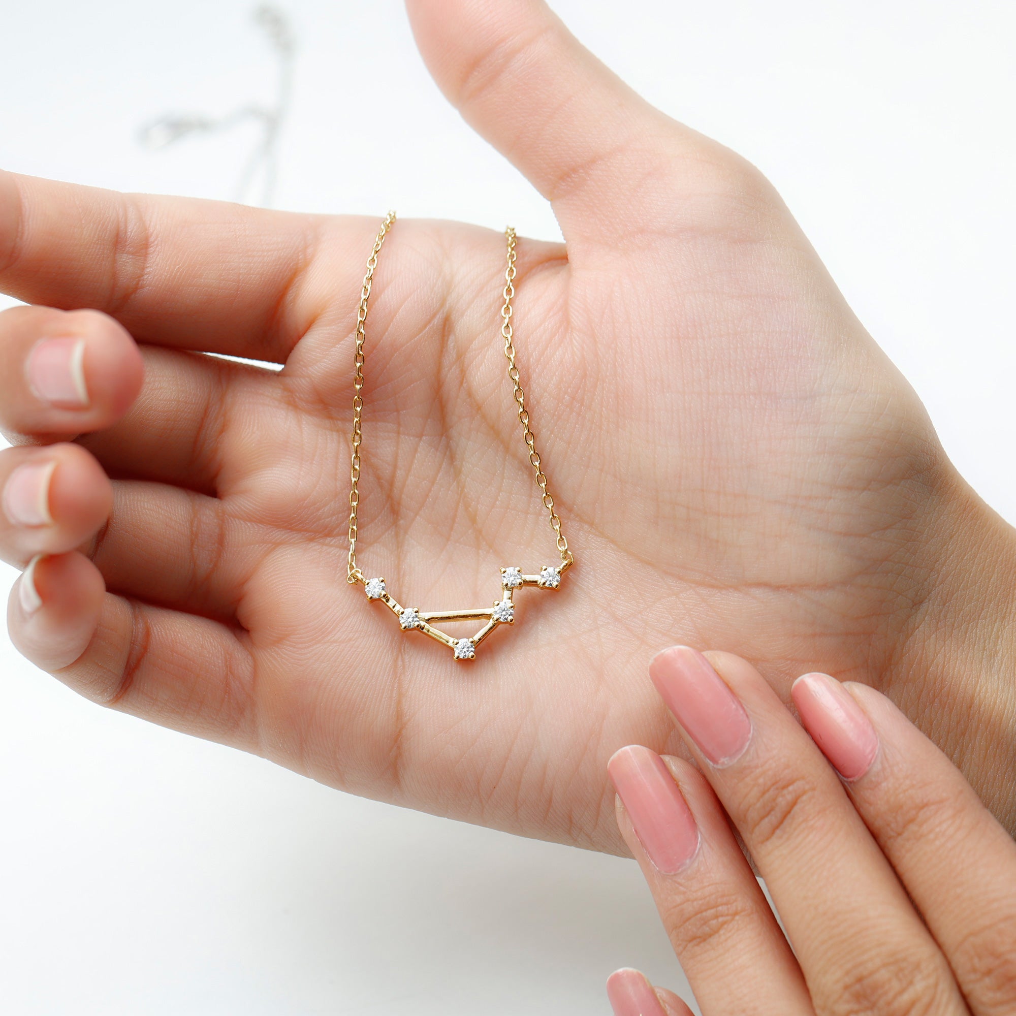 Certified Moissanite Constellation Libra Zodiac Sign Necklace D-VS1 - Rosec Jewels