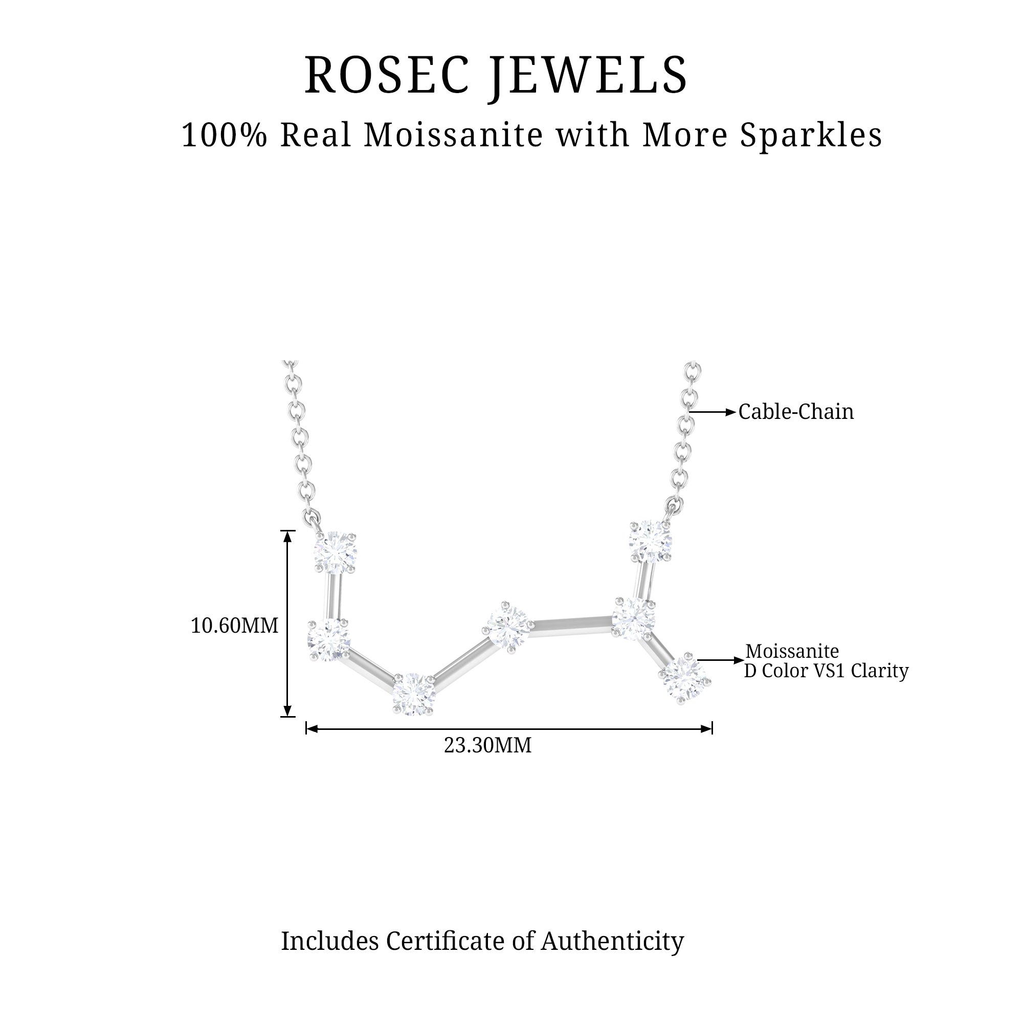 Certified Moissanite Scorpio Zodiac Constellation Necklace - Rosec Jewels