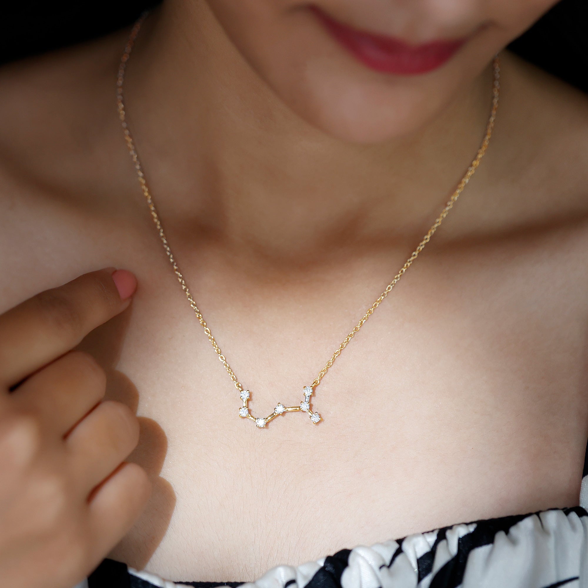 Certified Moissanite Constellation Scorpio Zodiac Necklace D-VS1 - Rosec Jewels