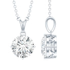 2 Carat Cubic Zirconia Solitaire Necklace with Silver Chain AAAAA 92.5 Sterling Silver - Rosec Jewels