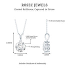 2 Carat Cubic Zirconia Solitaire Necklace with Silver Chain AAAAA 92.5 Sterling Silver - Rosec Jewels