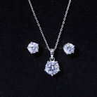 Certified 3.9 Carat Round Cubic Zirconia Solitaire Necklace and Earrings Set AAAAA 92.5 Sterling Silver - Rosec Jewels