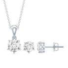 Certified 3.9 Carat Round Cubic Zirconia Solitaire Necklace and Earrings Set AAAAA 92.5 Sterling Silver - Rosec Jewels