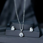 Certified 3.9 Carat Round Cubic Zirconia Solitaire Necklace and Earrings Set AAAAA 92.5 Sterling Silver - Rosec Jewels
