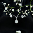 Certified 3.9 Carat Round Cubic Zirconia Solitaire Necklace and Earrings Set AAAAA 92.5 Sterling Silver - Rosec Jewels
