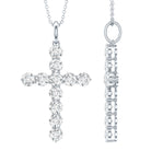 Certified Cubic Zirconia Christian Cross Necklace With Silver Chain AAAAA 92.5 Sterling Silver - Rosec Jewels