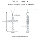 Certified Cubic Zirconia Christian Cross Necklace With Silver Chain AAAAA 92.5 Sterling Silver - Rosec Jewels