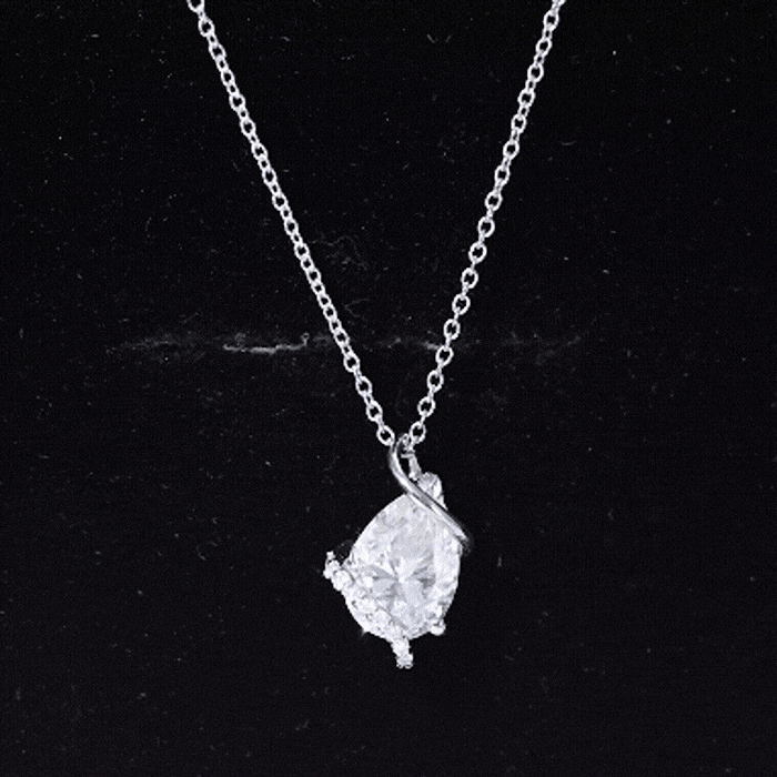 2 Carat Pear Shaped Moissanite Solitaire Pendant in Silver D-VS1 92.5 Sterling Silver - Rosec Jewels