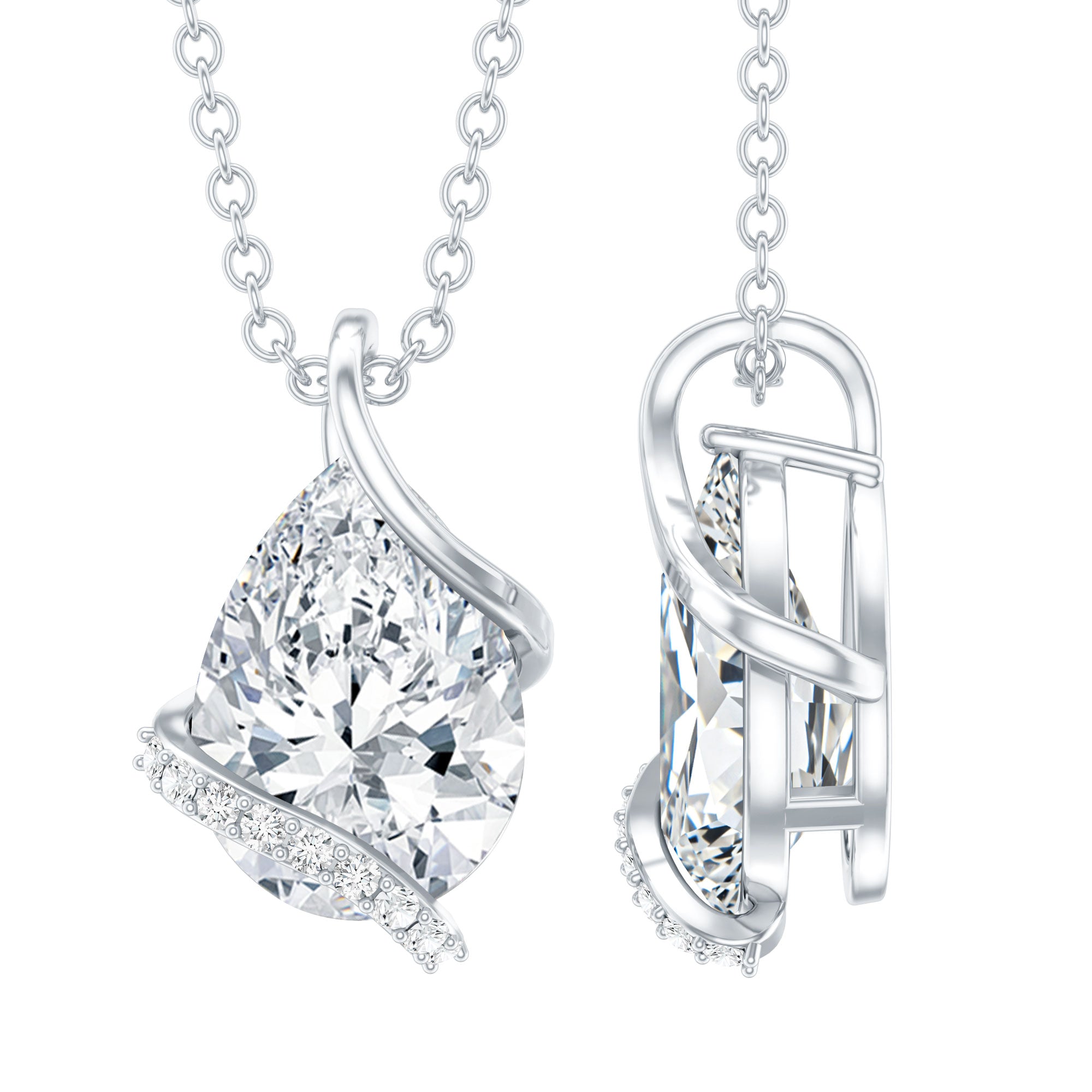 2.2 Carat Certified Moissanite Designer Teardrop Pendant D-VS1 - Rosec Jewels