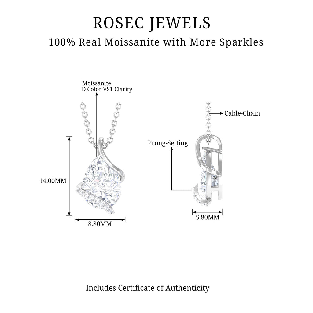 Minimal Moissanite Solitaire Pendant in Silver - Rosec Jewels