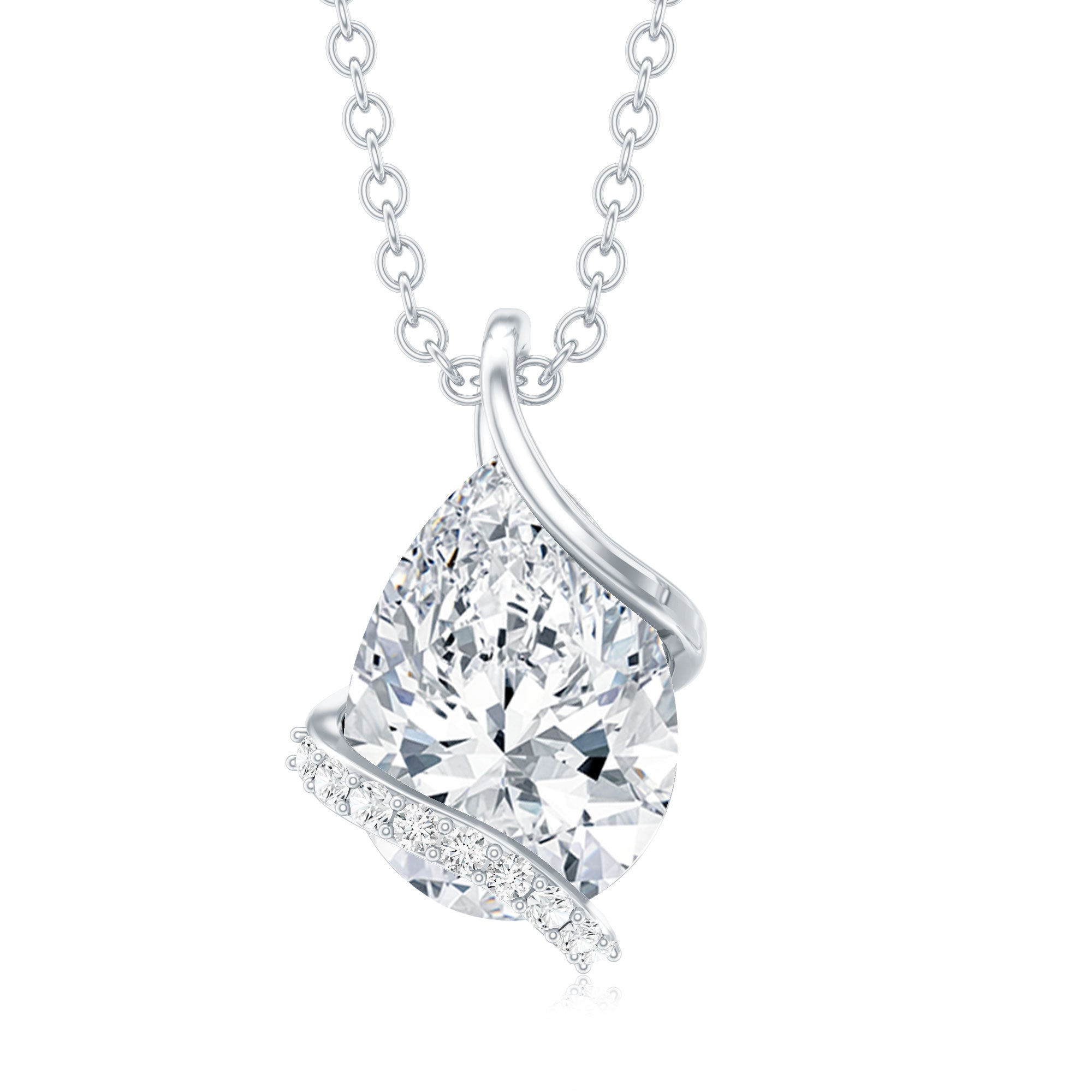 2.2 Carat Certified Moissanite Designer Teardrop Pendant D-VS1 - Rosec Jewels