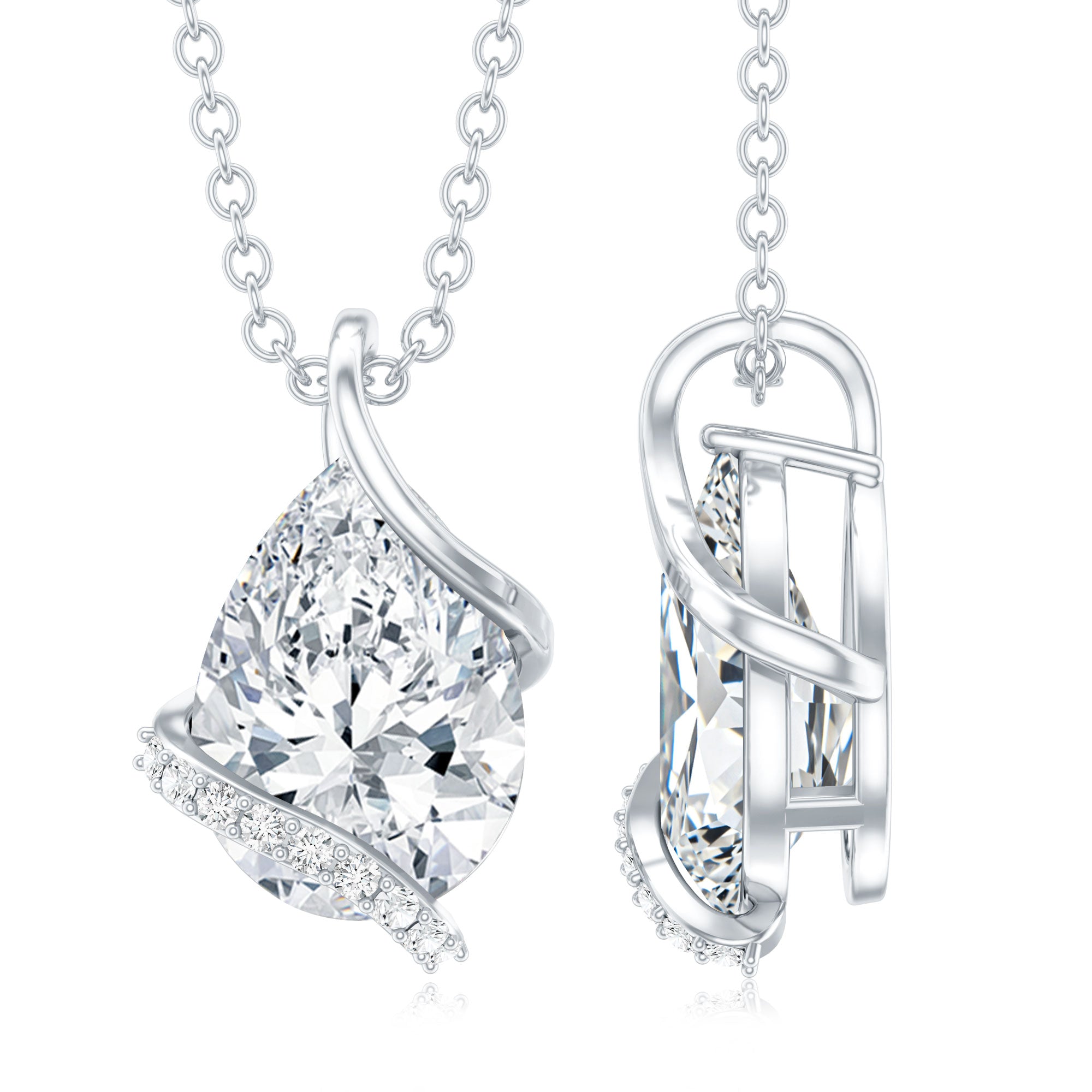 2.2 Carat Certified Moissanite Designer Teardrop Pendant D-VS1 - Rosec Jewels