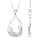 1 Carat Designer Moissanite Teardrop Pendant Necklace in Silver D-VS1 92.5 Sterling Silver - Rosec Jewels