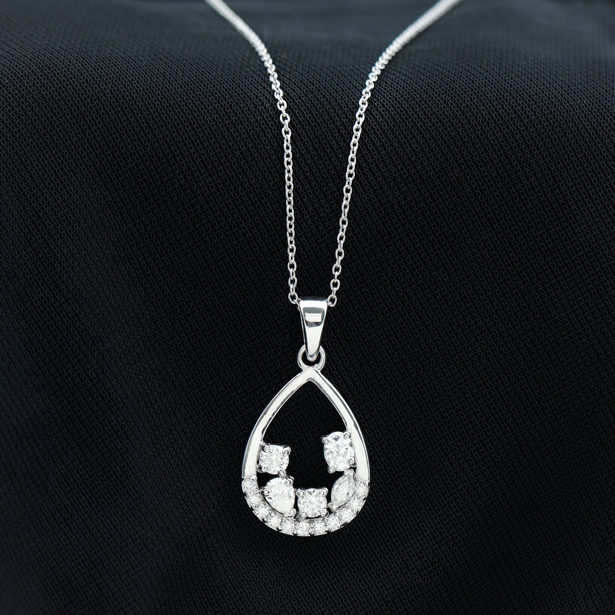 Designer Moissanite Teardrop Pendant Necklace D-VS1 - Rosec Jewels