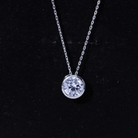 Bezel Set Cubic Zirconia Solitaire Necklace with Silver Chain AAAAA 92.5 Sterling Silver - Rosec Jewels