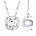 Bezel Set Cubic Zirconia Solitaire Necklace with Silver Chain AAAAA 92.5 Sterling Silver - Rosec Jewels
