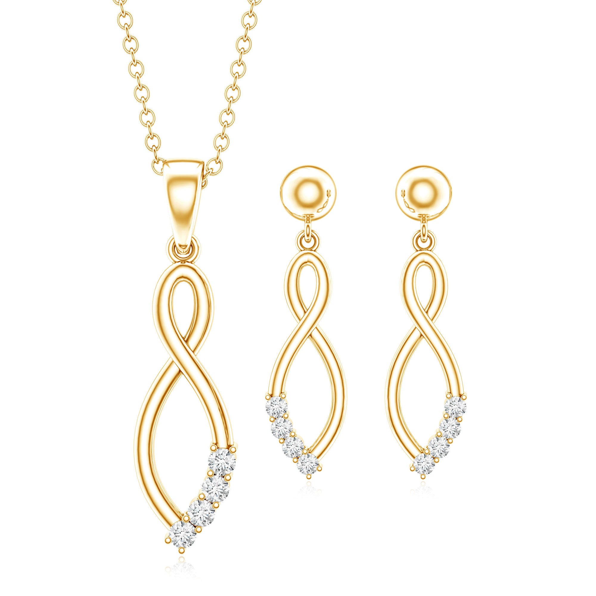 Certified Moissanite Infinity Necklace and Earrings Set D-VS1 - Rosec Jewels