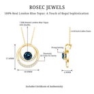 Round London Blue Topaz and Diamond Interlocking Circle Necklace AAA - Rosec Jewels