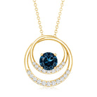 Round London Blue Topaz and Diamond Interlocking Circle Necklace AAA - Rosec Jewels