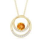 Natural 1.2 Carat Citrine Circle in Circle Necklace with Diamond AAA - Rosec Jewels