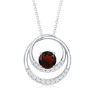 Garnet and Diamond Promise Eternity Pendant Necklace AAA - Rosec Jewels