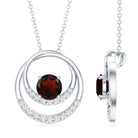 Garnet and Diamond Promise Eternity Pendant Necklace AAA - Rosec Jewels