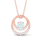 Natural Ethiopian Opal Double Circle Pendant Necklace with Diamond Ethiopian Opal - ( AAA ) - Quality - Rosec Jewels