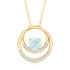 Natural Ethiopian Opal Double Circle Pendant Necklace with Diamond AAA - Rosec Jewels