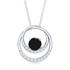 Natural 2.6 Carat Black Spinel Double Circle Necklace with Diamond AAA - Rosec Jewels