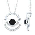Natural 2.6 Carat Black Spinel Double Circle Necklace with Diamond AAA - Rosec Jewels