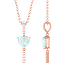 Heart Shape Ethiopian Opal Drop Pendant Necklace with Diamond Ethiopian Opal - ( AAA ) - Quality - Rosec Jewels