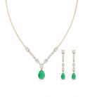 Certified Real Emerald Bridal Necklace and Earrings Set AAA - Rosec Jewels