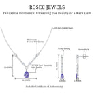 Tanzanite and Moissanite Drop Necklace Earrings Set AAA - Rosec Jewels