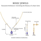 Tanzanite and Moissanite Drop Necklace Earrings Set AAA - Rosec Jewels