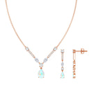 Natural Ethiopian Opal and Moissanite Teardrop Jewelry Set AAA - Rosec Jewels