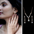 Natural Ethiopian Opal and Moissanite Teardrop Jewelry Set AAA - Rosec Jewels