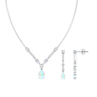 Natural Ethiopian Opal and Moissanite Teardrop Jewelry Set AAA - Rosec Jewels