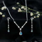 Natural Ethiopian Opal and Moissanite Teardrop Jewelry Set AAA - Rosec Jewels