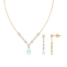 Natural Ethiopian Opal and Moissanite Teardrop Jewelry Set AAA - Rosec Jewels