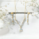 Natural Ethiopian Opal and Moissanite Teardrop Jewelry Set AAA - Rosec Jewels