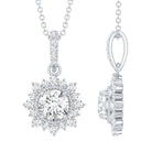 1 Carat Moissanite Vintage Inspired Necklace for Wedding D-VS1 92.5 Sterling Silver - Rosec Jewels