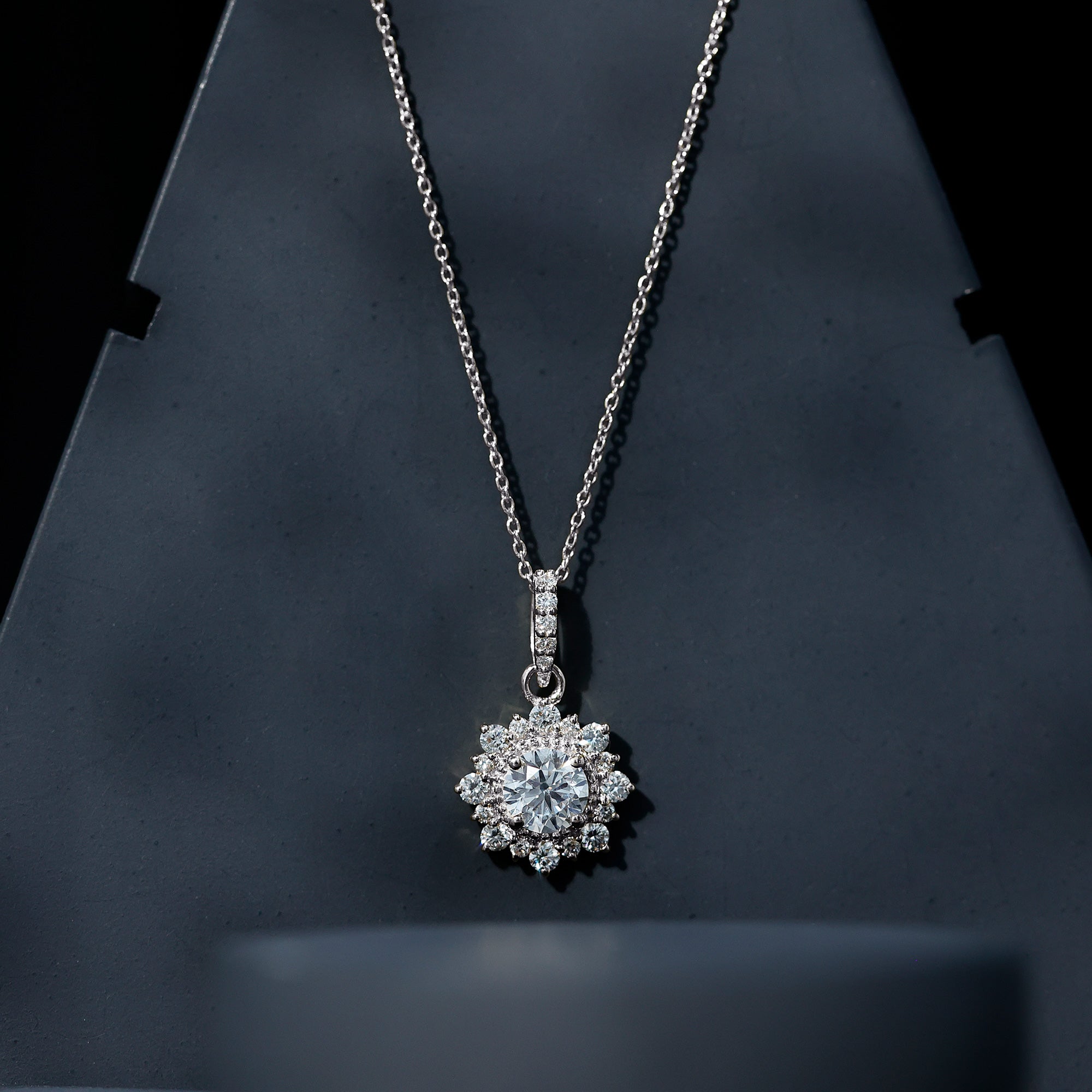 1 Carat Moissanite Vintage Inspired Necklace for Wedding D-VS1 92.5 Sterling Silver - Rosec Jewels